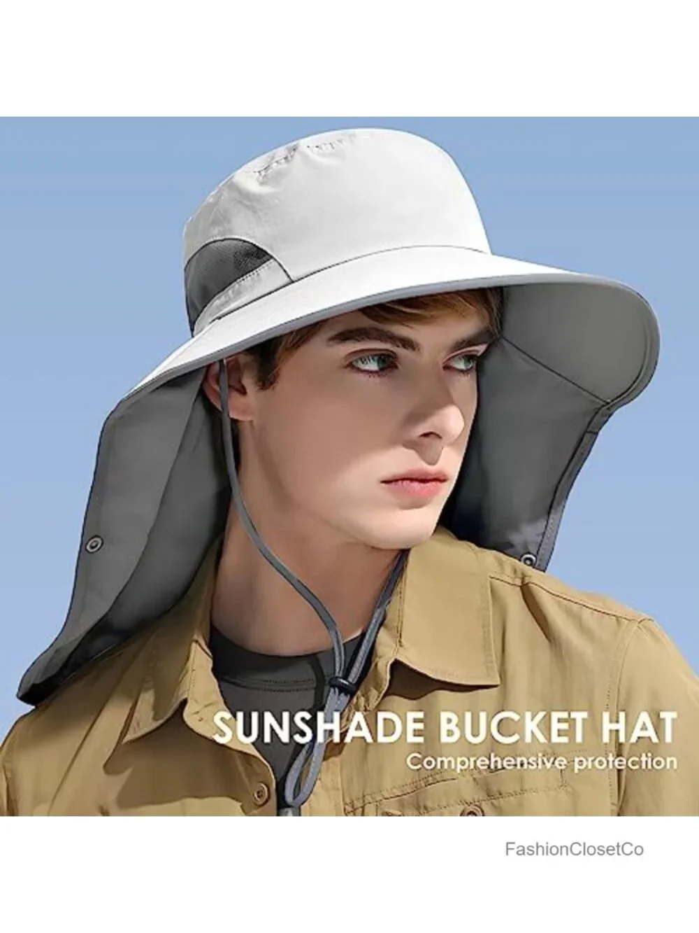 UPF 50+ Sun Hat with Detachable Neck Flap for Fishing Hiking